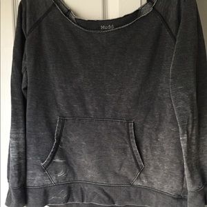 distressed dark grey oversized sweatshirt